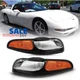 For 1997-2004 Chevy Corvette C5 Black Chrome Front Turn Signal Light Left+Right