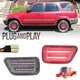2x Clear Lens Rear Bumper Red LED Strip Side Marker Lights For 97-01 Honda CR-V