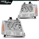 Chrome/Clear LED DRL Headlight Set Fit For 2007-2014 Chevy Tahoe Suburban