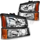 Headlights Assembly For 03-06 Chevrolet Silverado 1500-3500 Driver and Passenger