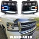 Black Fit 2007-2013 Chevy Silverado LED Projector Headlights DRL w/Dynamic LH+RH Black Fit 2007-2013 Chevy Silverado LED Projector Headlights DRL w/Dynamic LH+RH