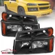 Black Headlights+Parking Corner Lamps Fits 2004-2012 Chevy Colorado GMC Canyon