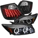 For 2005-2010 SCION TC BLACK CLEAR LENS HALO PROJECTOR HEADLIGHT+LED REAR TAIL L