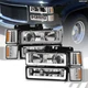 For 1994-2000 Chevy C10 C/K Chrome Projector Headlights+Corner+Bumper w/LED Tube