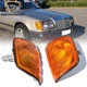 L&R Front Corner Amber Turn Signal Lights For 85-95 Mercedes E Class W124 E300