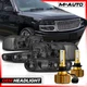 4PC LH+RH Headlight+Bumper w/6500K LED Bulb for 01-06 GMC Sierra/Yukon XL Denali