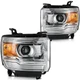 Headlights Assembly For 2014-2015 GMC Sierra 1500 LED Chrome Amber Left + Right