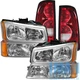 Chrome Housing Amber Corner Headlights +Tail Light For Chevy Silverado 2003-2006