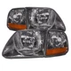 Fits 97-03 After 7/96 Ford F150 Lite Smoke Lens 4Pc FO2502182 FO2503182 Halogen