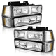 WEELMOTO For 1994-1998 Chevy Silverado C/K 1500 2500 Headlights w/Bumper Lamps