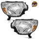 WEELMOTO Pair Headlights For 2012 2013 2014 2015 Toyota Tacoma Chrome w/o bulbs