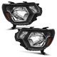 WEELMOTO Headlights Assembly For 2012-2015 Toyota Tacoma Pickup Black Housing
