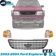 Front Upper Grille + Signal Lights Left & Right Side For Explorer 2002-2005