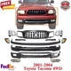 Front Bumper Kit Primed + Grille + Headlights For 2001-2004 Toyota Tacoma 4WD