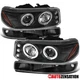 Fit 2000-2006 GMC Sierra Yukon LED Halo Black Projector Headlights+Bumper Lamps