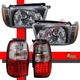 Black Headlights Corner Signal & Red LED Tail Lights For 96 97 98 Toyota 4Runner