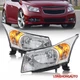 Pair Chrome Headlights Front Lamps For 2011-2015 Chevy Cruze Sedan 2016 Limited