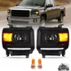 For 2014 15-19 GMC Sierra 1500 2500HD 3500HD DRL LED Projector HeadLights Lamps
