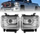 For 2014-2018 GMC Sierra 1500 2500 3500 Clear LED DRL Headlights Lamps