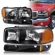 For 2000-2006 GMC Yukon XL 1500 2500 Black Headlights+Bumper Signal Lamps 4-PCS