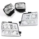 Clear Chrome Headlights+Fog Lights Fit For 2003-2007 Chevy Silverado Avalanche
