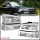 LED DRL Chrome Headlights+Bumper Lamps For 03-2007 Chevy Silverado Avalanche New