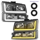 LED DRL Sequential Headlights For 2003-2007 Chevy Silverado Avalanche Left+Right