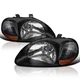 SPEC-D TUNING Black Headlights Compatible with 1996-1998 Honda Civic L+R Pair...