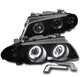 For 99-01 BMW 3 Series E46 4dr LED Halo Black/Smoke Projector Headlight +DRL Kit