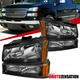 Black Fit 2003-2006 Chevy Silverado Avalanche Headlights+Bumper Signal Lamps