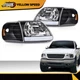 Fit for 97-04 F-150 Expedition Black/Clear LED DRL Headlights & Corner Lights 