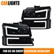 LED DRL Smoke Headlights Bumper Lamps Fit 2003-2007 Chevy Silverado Avalanche