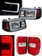 2001-2011 Ford Ranger C Bar Headlights Black & LED Tail Lights Red