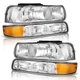 Pair Chrome Headlights For 1999-2002 Chevy Silverado 2000-2006 Suburban Headlamp