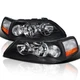 Black Fits 2005-2011 Lincoln Town Car Front Headlights Head Lamps Left+Right