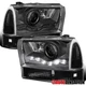 LED Strip Fit 1999-2004 Ford F250 F350 Black Projector Headlights+Corner Signal