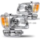 For 2001-2004 Toyota Tacoma Chrome Headlights+Corner Signal Lights+Bumper Lamps