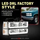 For 1994-1998 GMC C10 C/K C1500 C2500 C3500 Chrome LED Headlights Bumper Lamp