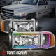 Fits 1994-2002 Dodge Ram 1500 2500 3500 Exc Sport Chrome/Amber RGB LED Headlight