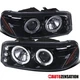 Fit 2000-2006 GMC Sierra 1500 2500 Yukon Blk Smoke LED Halo Projector Headlights