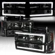 Fits 94-98 Chevy C10 C/K Silverado Tahoe Smoke LED Tube Headlights+Bumper Lamps