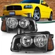 For 2006-2010 Dodge Charger Headlights Black Amber Corner Head Lamps Set of 2PC