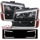 Fits 2003-2007 Chevy Silverado 1500 2500 3500 Avalanche Black LED Headlights