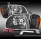 FOR 00-04 TOYOTA TUNDRA REGULAR/ACCESS CAB BLACK HEADLIGHTS LAMPS W/LED DRL KIT