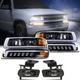 Combo LED Headlights + Fog Lights For 99-02 Chevy Silverado 1500 00-06 Suburban