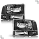 FOR 99-04 FORD F250 F350 SUPER DUTY BLACK HOUSING CLEAR CORNER HEADLIGHT LAMPS