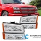 For 2003-2006 Chevy Silverado Headlights Assembly with DRL Chrome Housing Amber
