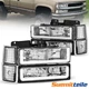 Chrome DRL Headlights Bumper Lamps For 1994-98 Silverado C10 C/K 1500 2500 3500