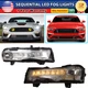 Pair For 2018-2023 Ford Mustang LED Fog Lights w/Sequential Turn Signal DRL lamp