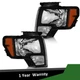 Black Left & Right Headlights For 2009-2014 Ford F-150 F150 Pickup Headlamp Pair